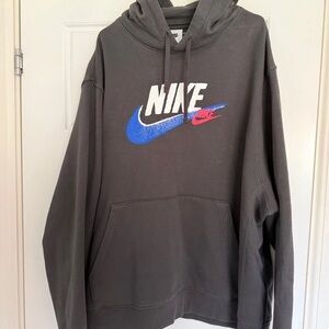 Nike Charcoal Hoodie with Blue and Pink Logo